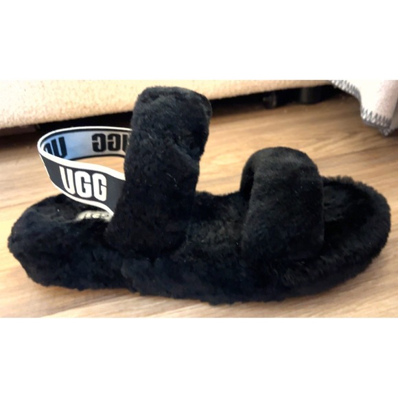 UGG Oh Yeah Fluffy slipper black size 8 - Picture 3 of 6
